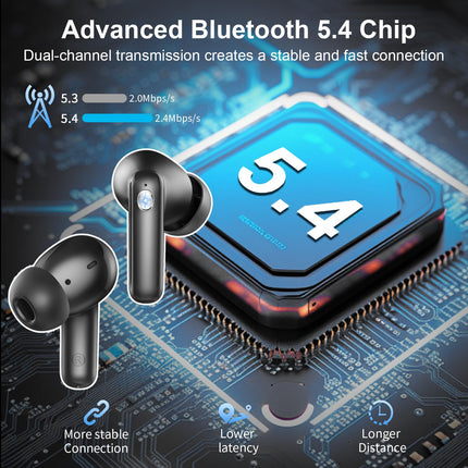 Bluetooth Headphones, Wireless Headphones Bluetooth 5.4 HiFi Stereo, In-Ear Headphones with ENC Noise Cancelling Mics, IP7 Waterproof Earbuds, 50 Hours Playtime Wireless Headphones with LED Display, USB-C