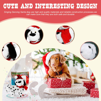 Gfilay Dancing Dog Toy - Animated Christmas Decoration with Song and Dance, with Santa Claus Costume, Soft and Cute Plush Toy for Kids and Lovers