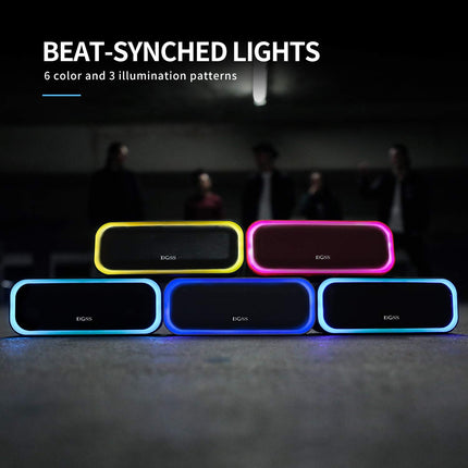 DOSS Bluetooth Speaker, SoundBox Pro Music Box Bluetooth, 20W, Multicolored Lights, IPX5 Waterproof, 20H Battery, Wireless Stereo Pairing, Bluetooth Box for Phone, Outdoors, Beach - Gray