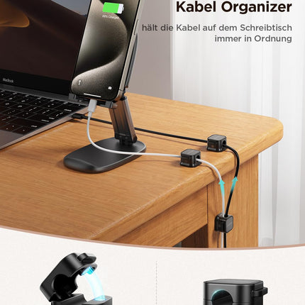 JOYROOM 12 Pack Cable Holder Cable Clips Adjustable Cable Organizer Magnetic Cable Management Self-Adhesive Cable Holder for Desk, Nightstand, Charging Cables, HDMI, USB, Audio Cables, Black