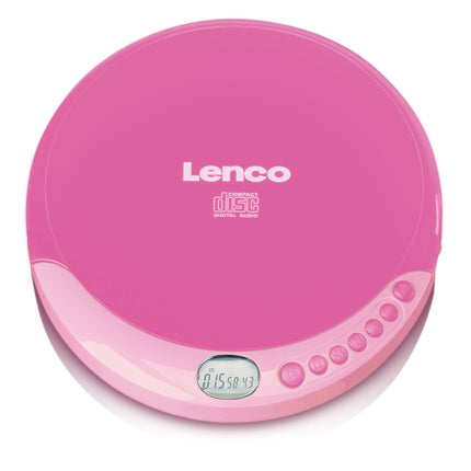 Lenco CD-011PK - kaasaskantav CD-mängija aku laadimise funktsiooniga - LCD-ekraan - Discman - CD Walkman - kõrvaklappide ja micro-USB laadimiskaabliga - roosa