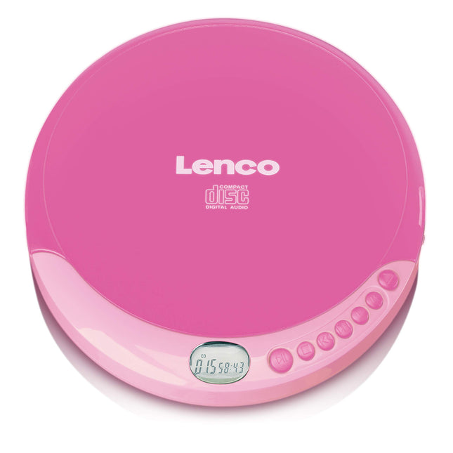 Lenco CD-011PK - kaasaskantav CD-mängija aku laadimise funktsiooniga - LCD-ekraan - Discman - CD Walkman - kõrvaklappide ja micro-USB laadimiskaabliga - roosa