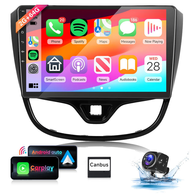 【2+64G】 Hodozzy Carplay autoraadio Opel Karlile 2017-2020 Android autoraadio 2 DIN navigatsiooniga, 10-tolline puutetundlik ekraan koos Android Auto/peegliühenduse/WiFi/GPS/RDS/FM/Bluetooth/USB-ga