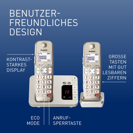 Panasonic KX-TGE262GN juhtmeta telefon automaatvastajaga (blokeerib kuni 1000 telefoninumbrit, selge ja kontrastne kirjasuurus, eriti vali telefonitoru, täisdupleks-käed-vabad režiim)