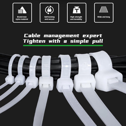 Cable Ties Extra Long White 600mm x 8.8mm Strong Large Cable Ties, 50 Pack Industrial Durable Strong Wire Ties for Tying Fences, Awnings, Tying Branches and Plants