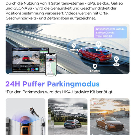 VIOFO A229 Pro 4K + 2K kahekordne STARVIS 2, HDR esi- ja tagakaamera autole, hääljuhtimine ja 5 GHz WiFi autokaamera, ülitäpne GPS CPL-filtriga, Super Night Vision 2.0, häälväljund, kuni 512 GB max