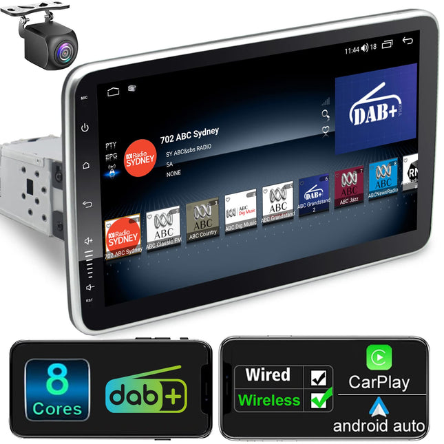 Android autoraadio navigatsiooniga 9-tolline ekraan, sisseehitatud DAB+ juhtmevaba Android Auto ja juhtmevaba Carplay, 1 DIN autoraadio, puutetundliku ekraaniga Bluetooth, 8-tuumaline, 2G+32G GPS, WiFi, 4G AM/FM RDS tahavaatekaamera