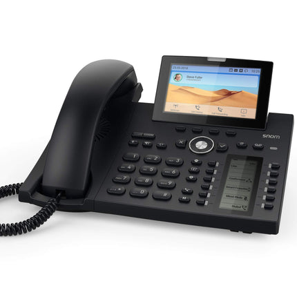 Snom D385N IP-telefon, SIP-lauatelefon, 4,3-tolline TFT-värviline ekraan 480 x 272 pikslit, 12 SIP-identiteeti, sensoriga lüliti, USB, 48 isemärgistavat klahvi (12 füüsilist), must, 00004600