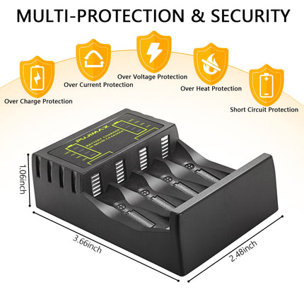 Rechargeable Batteries with Charger, 4 Slots LED 1100mAh 2600mAh 8 Pack Universal Household Battery Chargers for AA AAA Ni-MH Ni-CD Batteries, USB Fast Charging (4 Slots -