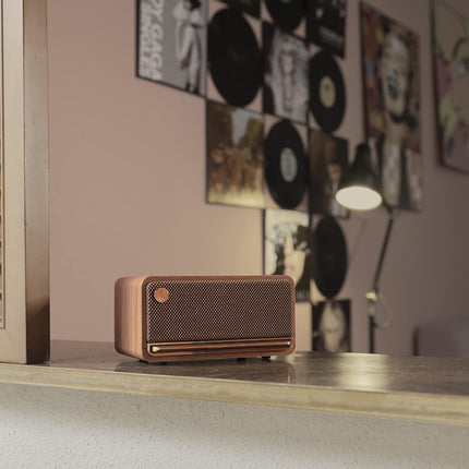 Edifier MP230 - Portable Bluetooth speaker with retro design, wireless. Playback via Bluetooth, AUX, and Micro SD card | Brown wood