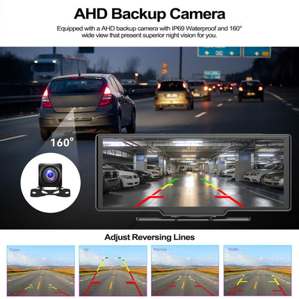 Digitaalne meediavastuvõtja, juhtmevaba CarPlay, Android Auto, hääljuhtimisega, 10,26-tolline puuteekraan GPS-navigatsiooni/Bluetoothi/FM-i/hääljuhtimise/HD-tagurduskaamera/AUX-i/32G SD-kaardi pesaga tahavaatekaamera