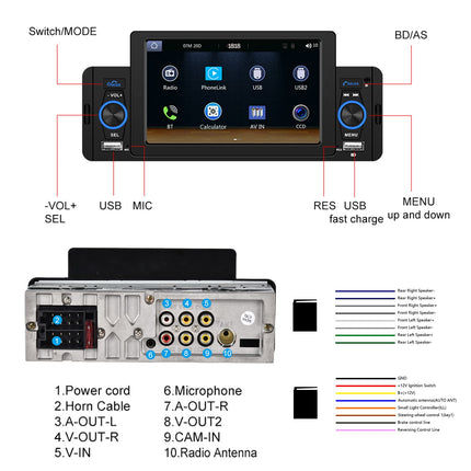 Hodozzy 1 DIN autoraadio, Carplay, Android Auto, 5-tolline puutetundlik ekraan, raadio, FM-raadio, stereo, Mirror Link, Bluetooth, USB/AUX-sisend, SD-kaardi pesa, juhtmevaba ...