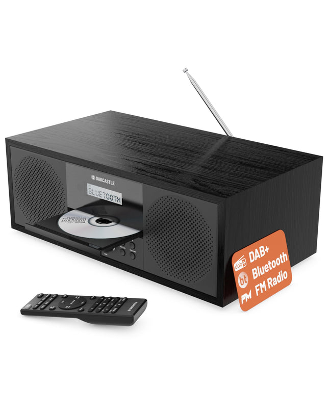 DAB-raadio CD-mängija ja Bluetoothiga | 60 W stereosüsteem | Kompaktne süsteem USB-ga | HiFi CD-mängija | FM-raadio muusikasüsteem | Digitaalraadio CD-mängija ja kaugjuhtimispuldiga | Köögiraadio | OAKCASTLE DAB500
