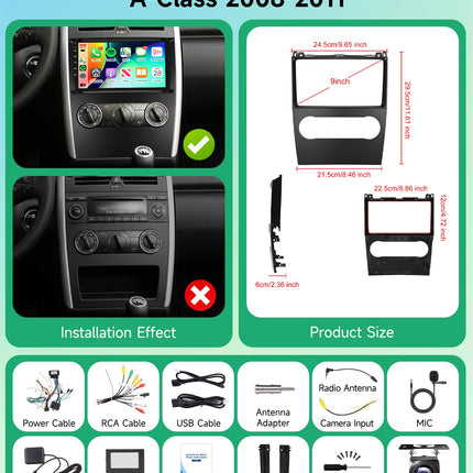 2G+64G juhtmevaba Carplay Android autoraadio Mercedes Benz B200 AB klassi W169 A160 A180 A200 A220 2009-2012 9-tollise autoraadio Android Auto Navi GPS WiFi Bluetooth FM/RDS/EQ/SWC tahavaatekaameraga