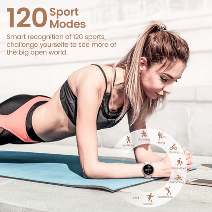 RUXINGX Smartwatch Women with Phone Function 1.27" HD Full Touch Screen, Wrist Watch with SpO2 Heart Rate Monitor Menstrual Cycle Sleep Monitor Pedometer Calories Fitness Tracker IP68 iOS Android Pink