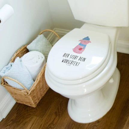 Mr. &amp; Mrs. Panda Personalized Toilet Seat Motif Pig Mulled Wine - Personalized Gifts, Christmas, Personalized Toilet Lid,