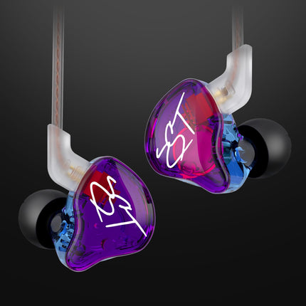 keephifi KZ ZST juhtmega KZ IEM kõrvaklapid mikrofoniga, 1BA + 1DD HiFi kõrvasisesed kõrvaklapid, mürasummutus, juhtmega, stereobass, trummar (lilla, mikrofoniga)
