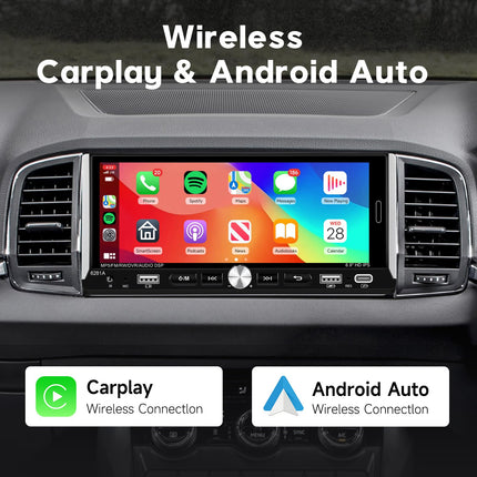 1-DIN autostereo juhtmevaba CarPlayga, Android Auto, Podofo Android raadio, 6,9-tolline puutetundliku ekraaniga automängija, mis toetab Bluetoothi/EQ/Mirror Linki, USB-A ja USB-C sisendit