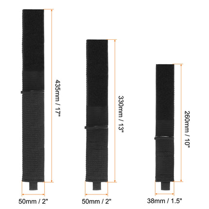 sourcing map Extension Cord Holder Organizer Straps 260/330/435 mm Heavy Duty Garage Carrying Straps for Power Cords, Cables, Hoses, Ropes, Black, 3 Pack