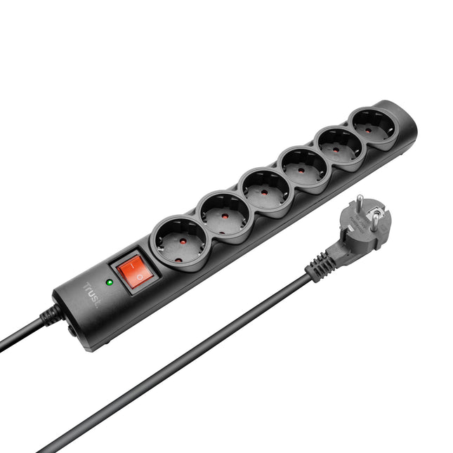 Trust Surge Guard 6-Port Surge Protector, Black