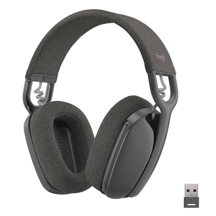 Logitech Zone Vibe 125 Wireless Headphones with Noise-Cancelling Microphone, Bluetooth, USB-A Receiver; Works with Zoom, Google Voice, Google Meet, Mac/PC - Graphite