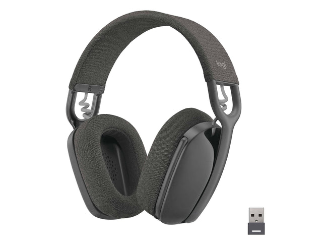 Logitech Zone Vibe 125 juhtmevabad kõrvaklapid mürasummutava mikrofoniga, Bluetoothi, USB-A vastuvõtjaga; Ühildub Zoomi, Google Voice'i, Google Meeti, Maci/PC-ga - grafiithall