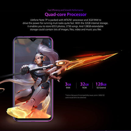 Ulefone Note 7P (2019) 4G Smartphone Unlocked, 6.1-inch Waterdrop Screen, Android 9.0 Dual SIM Mobile Phone, MTK6761 2.0GHz 3GB RAM 32GB ROM, Triple Rear Camera, Fingerprint Green