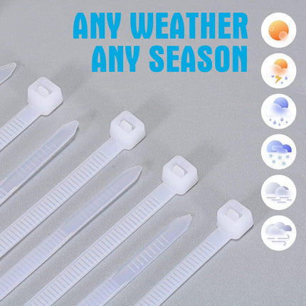 Cable ties white 300mm x 3.6mm 100 pieces - Self-closing UV-resistant cable ties transparent, cable ties for home, office, cable management and other indoor and outdoor areas