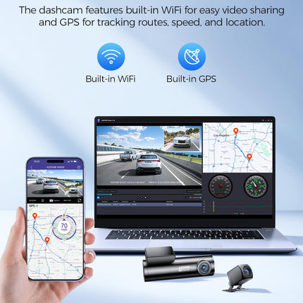 AZDOME auto armatuurlaud esi-taga 4K+1080P, WiFi GPS armatuurlaud, autokaamera 64G SD-kaardiga, ADAS, superöine nägemine, WDR, tsükkelsalvestus, G-andur, parkimise jälgimise autokaamera