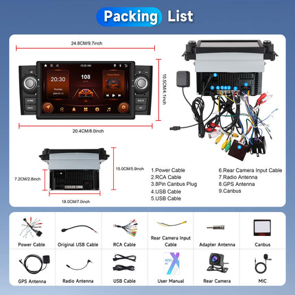 【2+64G】 Hodozzy Carplay autostereo FIAT Punto 2005-2009/Fiat Linea 2007-2011 jaoks koos navigatsiooni/WiFi-ga, 7-tolline FIAT autoraadio Bluetoothiga koos Android Auto/EQ/Peegliühenduse/FM/RDS/SWC/USB+tagurduskaameraga