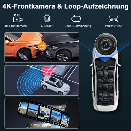 TOUTBIEN 9" Car Radio with Wireless CarPlay &amp; Android Auto, 4K Dashcam Loop Recording, MirrorLink, GPS Navigation, Voice Assistant, Bluetooth Hands-Free System, 64GB Card for Car Truck RV