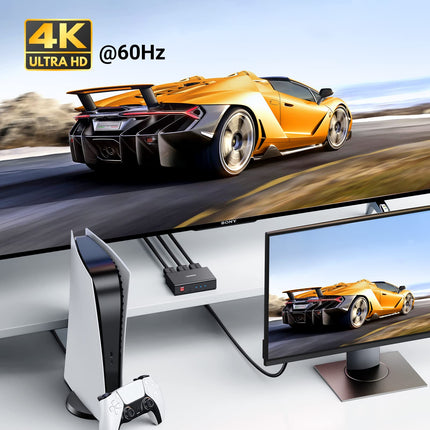 UGREEN HDMI 2.0 jaotur 1 sisend 2 väljundit 4K@60Hz HDMI jaotur kahele monitorile, toetab HDCP 2.2, 3D, HDR, EDID HDMI-lülitit, mis on ühilduv teleri, PS4/5, monitori ja projektoriga.