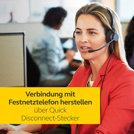 Jabra Q711011 Biz 2300 QD kõrvapealsed monopeakomplektid kiire lahtiühendamisega - mürasummutavad juhtmega kõrvaklapid lauatelefonidele, mustad, kiire lahtiühendamine