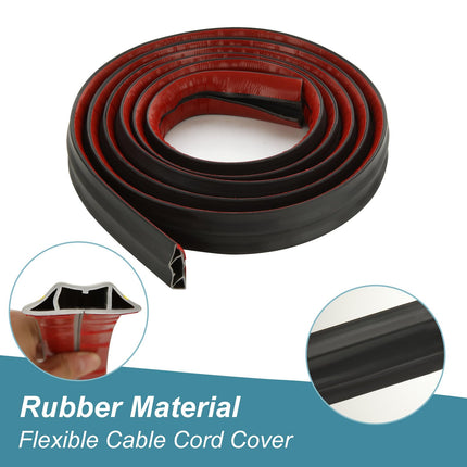 AKOLAFE 3M Cable Protector Floor, Outdoor Cable Cover, Black Rubber Wire Protector, Waterproof, Pet Proof Wire Covers with 3 Cable Channels for Garages, Offices, Retail, Gyms,