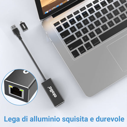 Atolla USB Etherneti adapter, USB C Etherneti kaabel RJ45 1000 Mbps alumiiniumist, ühildub Macbooki, Windowsi, Mac Pro, sülearvuti, arvuti ja teiste seadmetega