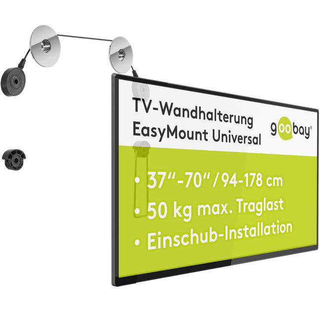 Goobay 63490 teleri seinakinnitus, teleri kinnitus, 37–70 tolli (94–178 cm), kaablisüsteem, universaalne teleri kinnitus, teler, VESA seinakinnitus, teler, 50 kg