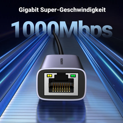UGREEN USB C Etherneti adapter 1000Mbps, Thunderbolt USB C LAN-adapter Võrguadapter, mis ühildub iPhone 16, iPad Pro/Air, MacBook Pro/Air, Galaxy S25, Steam Deckiga (hall)