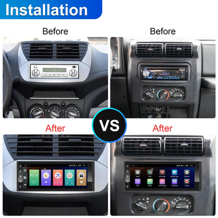 6.9 inch Android car radio 1Din, 2G+32G wireless CarPlay radio with screen, touchscreen car radio Bluetooth with GPS, WiFi, Google Play, AM/FM/RDS, SWC, Hands Free Calling
