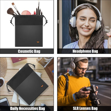Desing Wish Leather Lightweight Headphone Bag Case Headset Storage Bag Headphone Case Headphone Bag Soft Travel Bag for Powerbank Electronics Jbl Tech Bag Storage Bag Carrying Bag