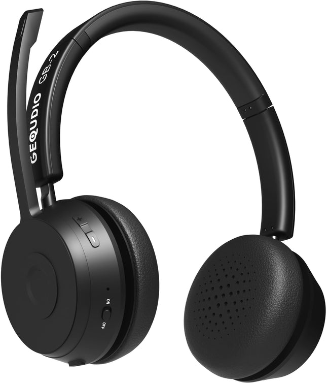GEQUDIO GB-2 Bluetooth-peakomplekt mikrofoniga | Juhtmevabad kõrvaklapid | Passiivne mürasummutus | Ühenda 2 seadet samaaegselt (mobiiltelefon, arvuti, sülearvuti) | Juhtmevabad peakomplektid | 500 tundi ooterežiimis (ilma USB-adapterita)