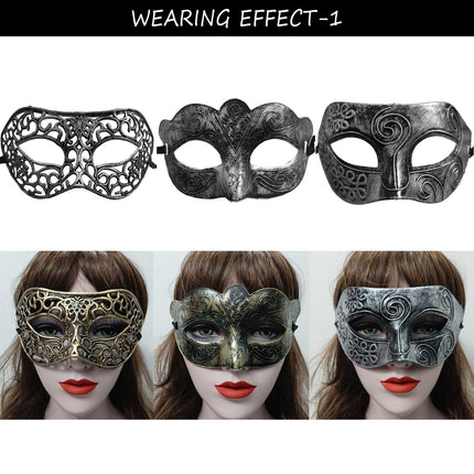 CNYMANY 27 tk vintage antiikmaske retro maskeraadist meestele ja naistele unisex mask ballipeole Veneetsia kostüüm - kuld, hõbe, pronks