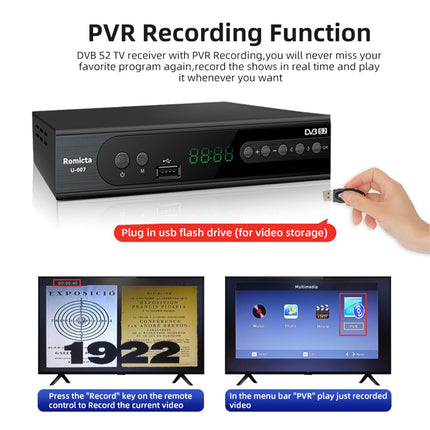 Romicta HD Receiver for Satellites, Sat Receiver with HDMI, DVB-S/S2, PVR, EPG, SCART, USB Media Player, HDTV, YouTube, Weather, Black - HDTV Satellite Receiver