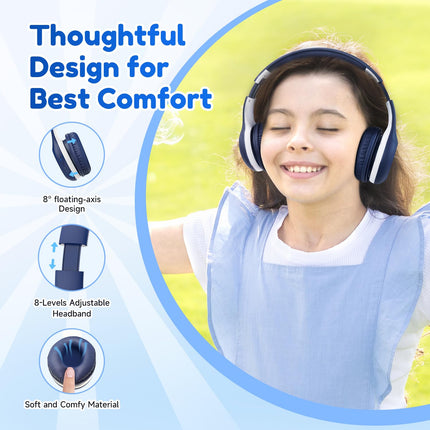 EarFun Bluetooth kõrvaklapid lastele [2 tk pakis], 85/94dB helitugevuse reguleerimine, HiFi heli, HD mikrofon, 40 tundi aku kestvust, kokkupandavad, reguleeritavad, juhtmevabad kõrvaklapid kooli/reisimiseks/arvuti jaoks, jagamisjaoturiga