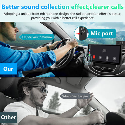 Carpuride V92 Portable Car Stereo Wireless Carplay &amp; Android Auto, 10.26 inch 1080P HD Touchscreen Radio with BT 5.0, Mirror Link Mount Truck RV Dashboard