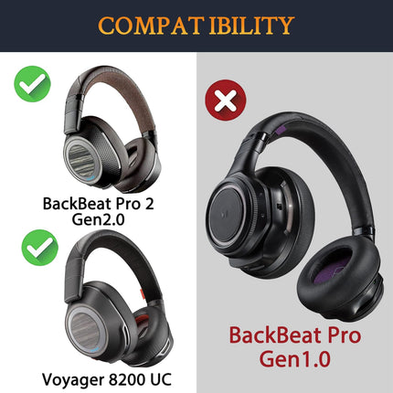 SOULWIT® professionaalsed vahetuskõrvapadjad Plantronics BackBeat Pro 2 ja Voyager 8200 UC kõrvaklappidele, mürasummutav mäluvaht, pehmem proteiinnahk (must+punane)