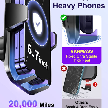 VANMASS Car Phone Holder Air Vent Elegant Purple Car Phone Holder 4 in 1 Car Phone Holder Suction Cup 100% Scratch Protection Smartphone Holder Car for iPhone 15 Samsung Huawei Mate 60 pro LG etc.