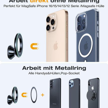 VICSEED autotelefoni hoidiku magnet MagSafe autokinnitusele [20 XN55 tugevaim magnet], täismetallist ja 360° pöörlev magnetiline autokinnituspulk [tugevaim 3M liim] iPhone 16 15 14 13 12 Samsungile