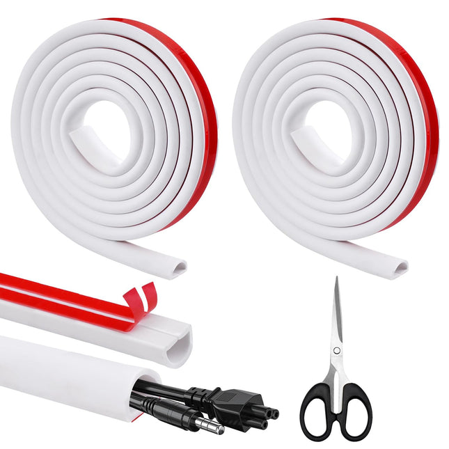 Scettar 5 m cable covers for cables, cable covers for cable walls, white, 15 x 10 mm D-shaped cable cover, for hiding cables on the wall