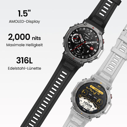 Amazfit T-Rex 3 nutikell õues kasutamiseks, 48 ​​mm AMOLED-ekraan, võrguühenduseta kaardid ja navigatsioon, 6 satelliidisüsteemi kahe sagedusribaga GPS, 27-päevane aku tööiga, NFC-makse, 170+ spordirežiimi, 45 m vabalt sukeldumine seiklusteks