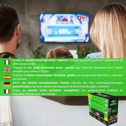 Digiquest kahe tuuneriga vastuvõtja DVB-T2 HEVC H.265 kiibistik, kahekordne maapealne tuuner, Full HD FTA, USB, HDMI, SCART, Ethernet LAN RJ-45, programmeeritav kaugjuhtimispult, must, metall
